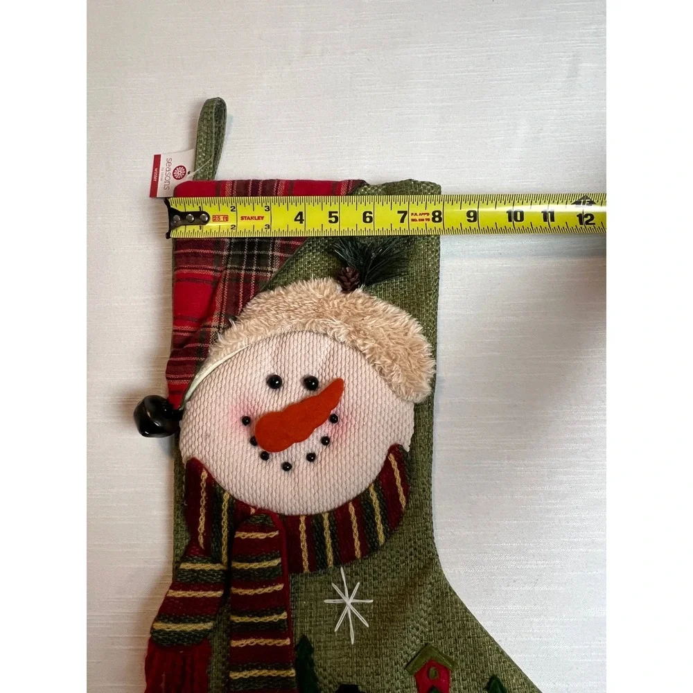 Discontinued Joann Fabrics Seasons by Nicole Snowman Christmas Stocking  Plaid